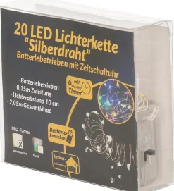 Merkloos Draadverlichting Zilver Met Gekleurde Led Lampjes 2 Meter Op Batterijen Met Timer - Kerstverlichting Lichtsnoeren Discount