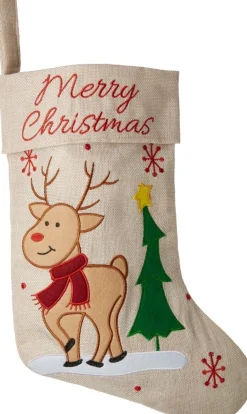 Tectake Kerstsokken>Dressforfun - Sint-Niklaaslaarzen In Jutelook Met Rendiermotief - Verkleedkleding Kostuum Halloween Verkleden Feestkleding Carnavalskleding Carnaval Feestkledij Partykleding - 303315