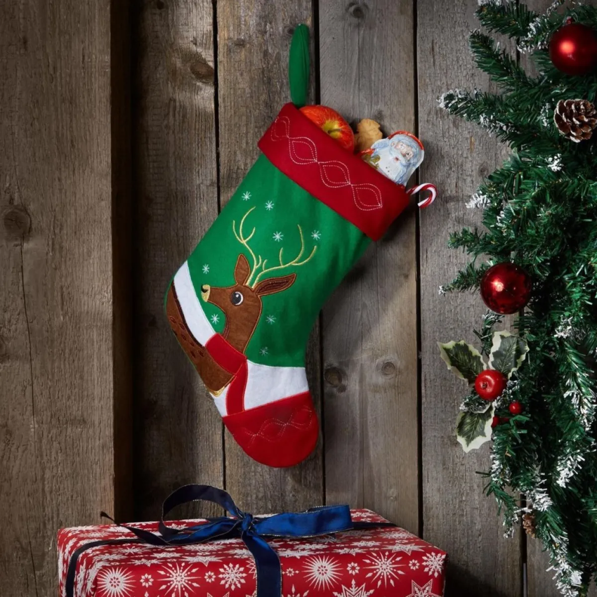 Tectake Kerstsokken>Dressforfun - Sint-Niklaaslaarzen Met Hertenmotief - Verkleedkleding Kostuum Halloween Verkleden Feestkleding Carnavalskleding Carnaval Feestkledij Partykleding - 303312