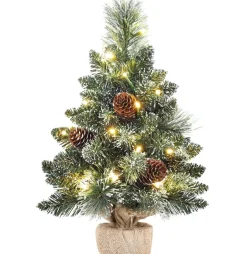 Edelspar Mini Kerstboom Met Led Verlichting En Sneeuw - Kunstkerstboom Met Verlichting En Decoratie - Kunstboom - Kerststukje Discount