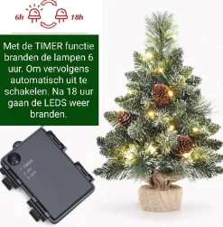 Edelspar Mini Kerstboom Met Led Verlichting En Sneeuw - Kunstkerstboom Met Verlichting En Decoratie - Kunstboom - Kerststukje Discount