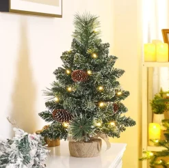 Edelspar Mini Kerstboom Met Led Verlichting En Sneeuw - Kunstkerstboom Met Verlichting En Decoratie - Kunstboom - Kerststukje Discount