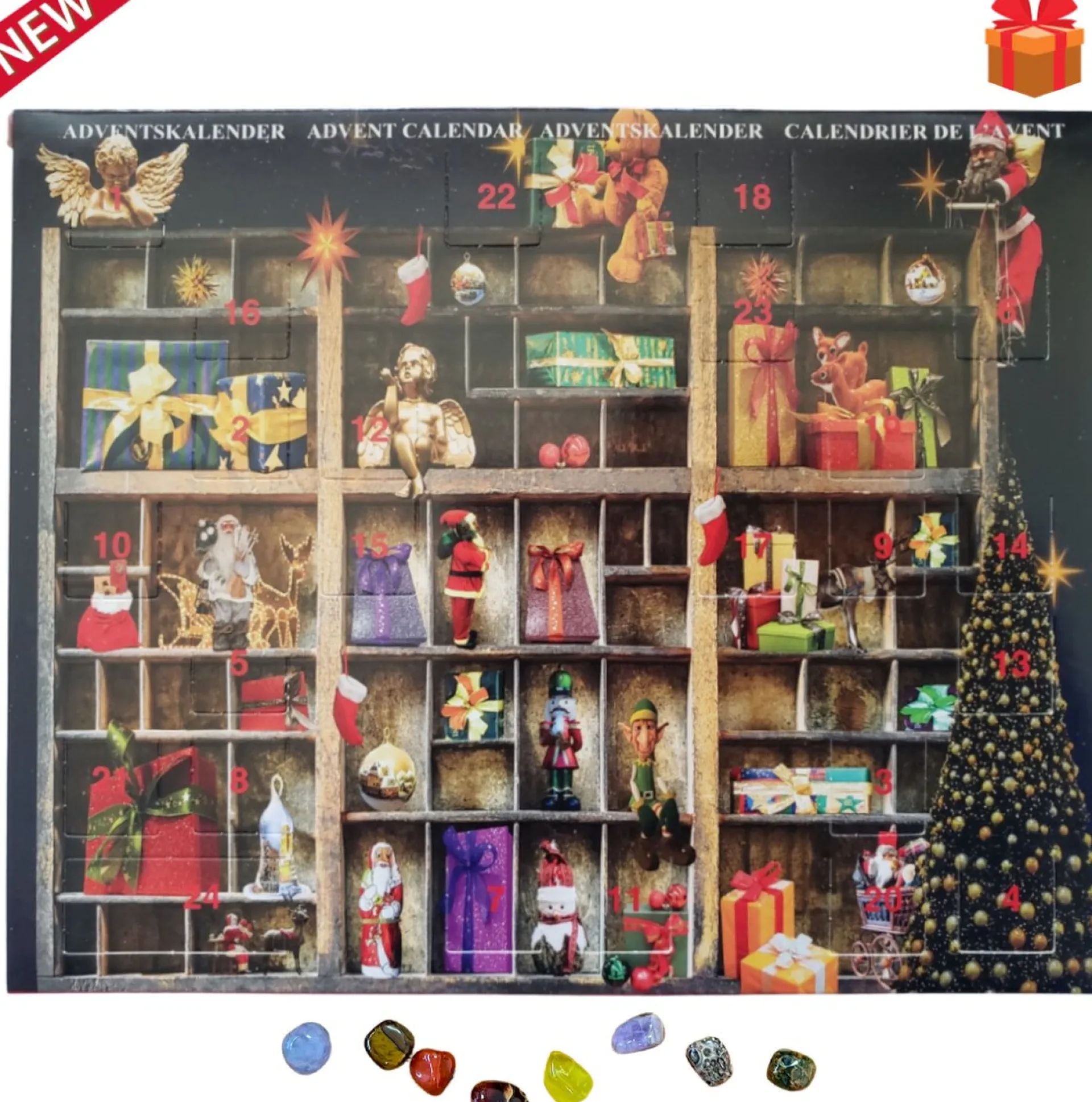 Fop en Bij Edelstenen Adventskalender 2023 - A5 Formaat 3 - Kerstmis Cadeautje Voor Kinderen En Volwassenen - Vrouw En Vriendin Adventskalender A5 Variant 3 Best Sale