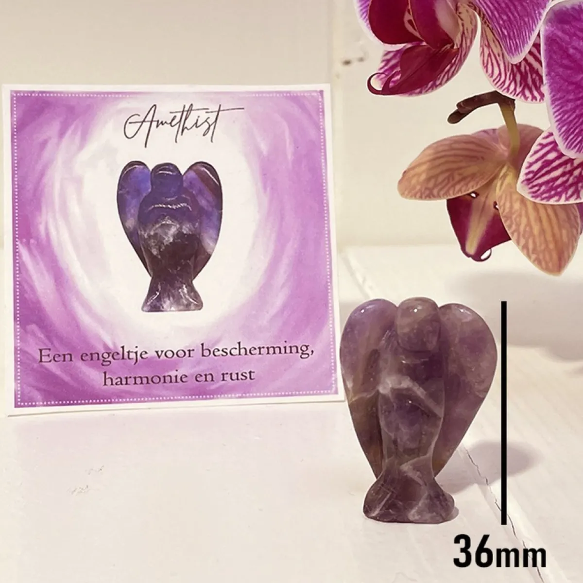 Engel Kerstbeelden> Amethist - Edelsteen - Kristal - Stenen Bescherm - Angel - Cadeau - Geschenk - Gift Bescherming - Harmonie - Rust