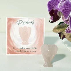 Engel Kerstbeelden> Nkwarts - Kristal - Edelsteen - Bescherm - Angel - Rosequartz - Geschenk - Cadeau - Gift - Liefde - Troost - Vriendschap