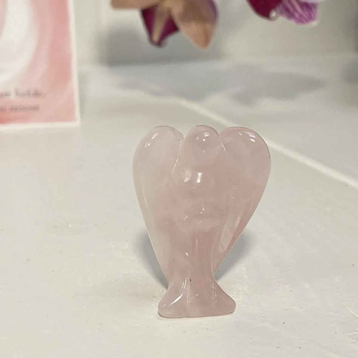 Engel Kerstbeelden> Nkwarts - Kristal - Edelsteen - Bescherm - Angel - Rosequartz - Geschenk - Cadeau - Gift - Liefde - Troost - Vriendschap