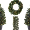 Everlands Kerstboom-Kerstkrans-Dennenslinger Set - Met Licht Best Sale