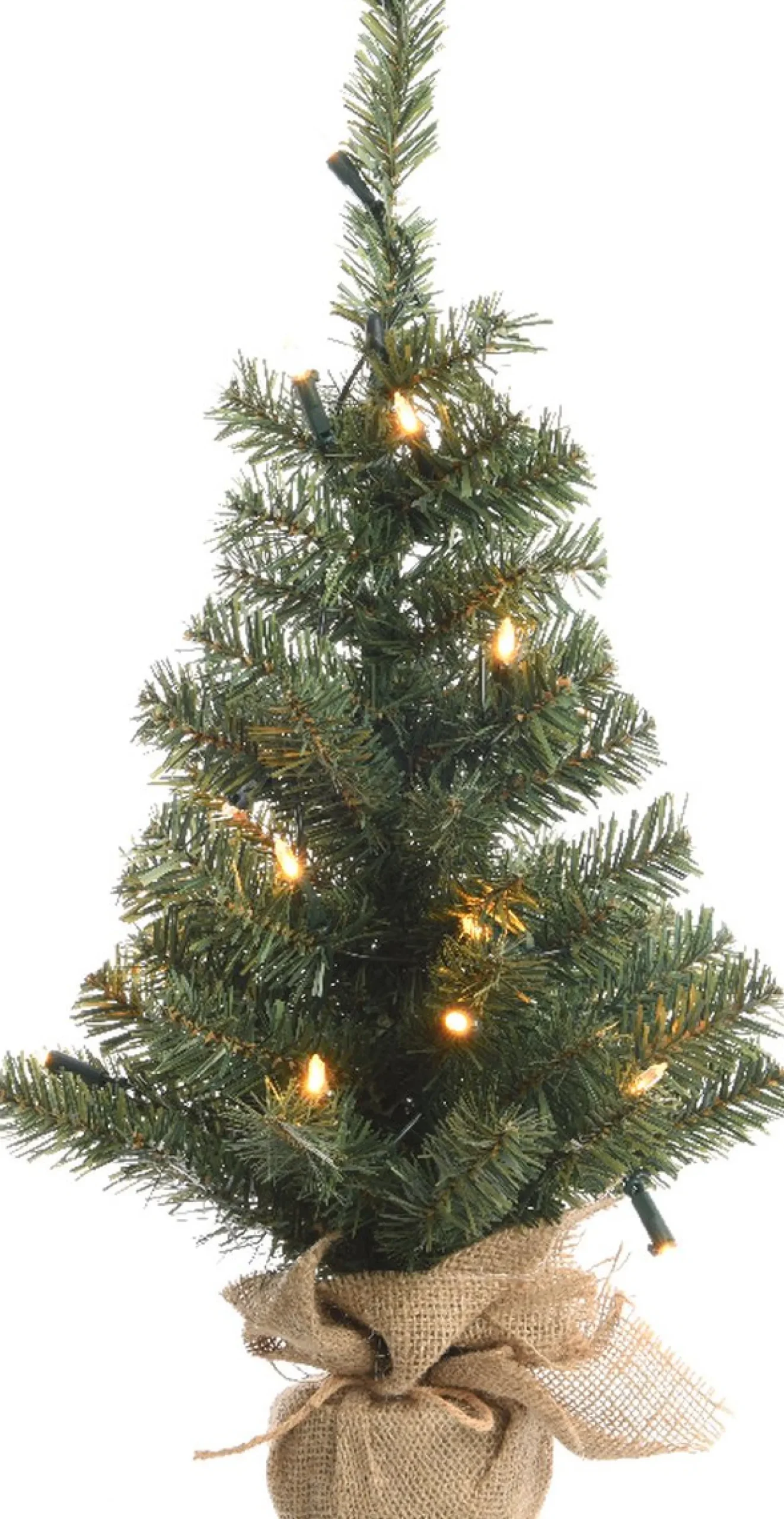 Merkloos Everlands Mini Kunstkerstboom - 90 Cm - Met Jute Zak En Verlichting New
