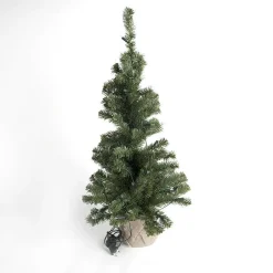 Merkloos Everlands Mini Kunstkerstboom - 90 Cm - Met Jute Zak En Verlichting New