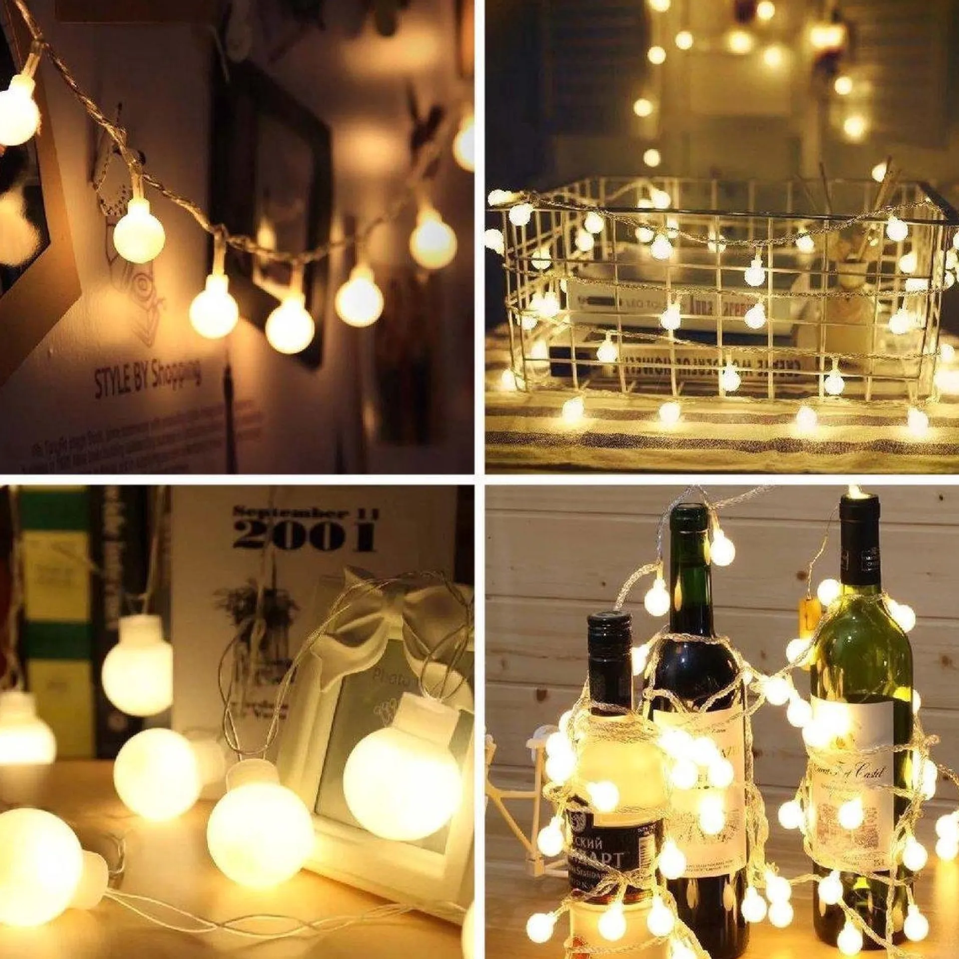 Bantach Fancylifestyle® Lichtsnoer Buiten - Zonne Energie - Cotton Ball Lights - Lichtslinger 10 Meter, 100 Led Lichtjes – Sfeerverlichting – Tuinverlichting New