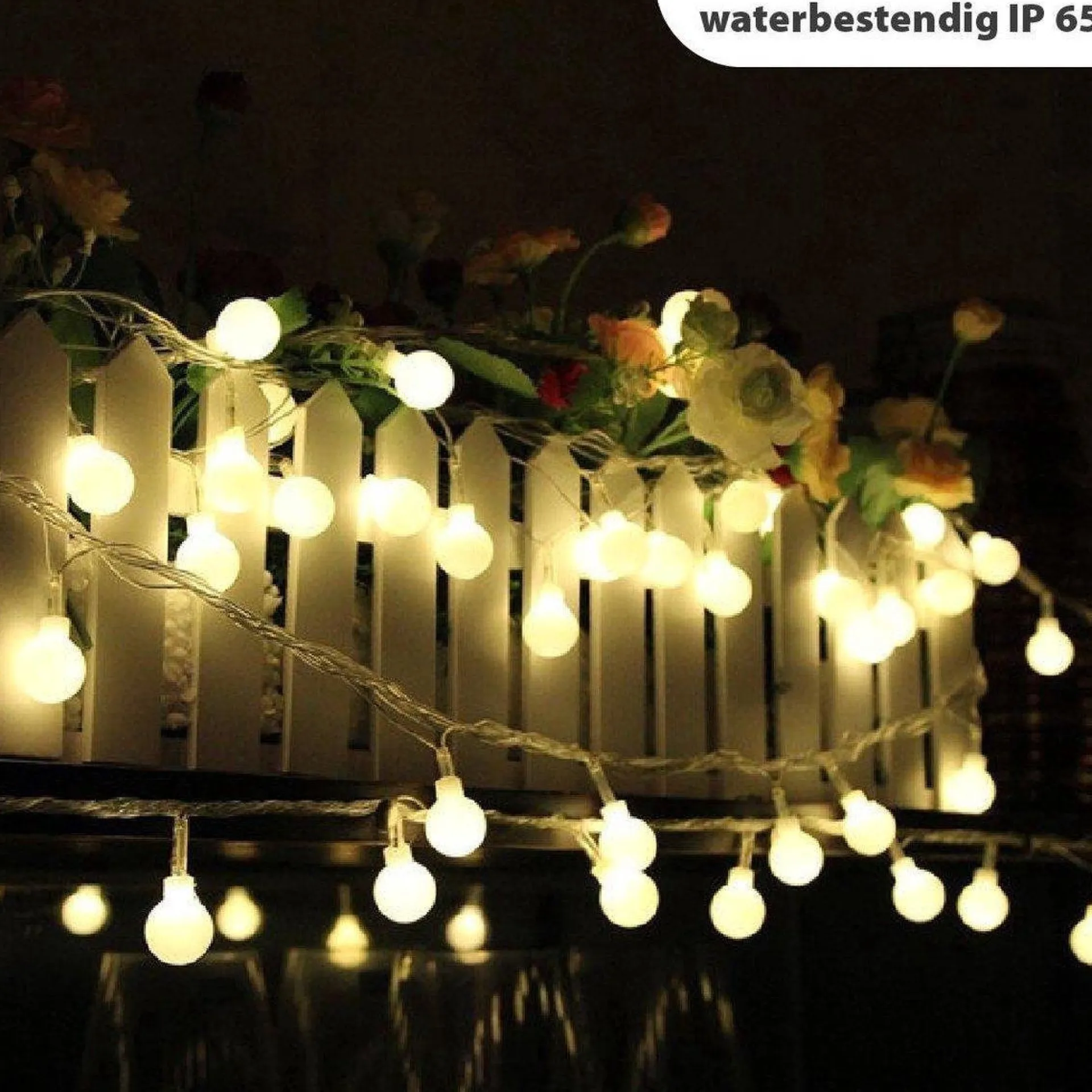 Bantach Fancylifestyle® Lichtsnoer Buiten - Zonne Energie - Cotton Ball Lights - Lichtslinger 10 Meter, 100 Led Lichtjes – Sfeerverlichting – Tuinverlichting New