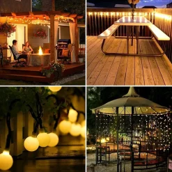 Bantach Fancylifestyle® Lichtsnoer Buiten - Zonne Energie - Cotton Ball Lights - Lichtslinger 10 Meter, 100 Led Lichtjes – Sfeerverlichting – Tuinverlichting New