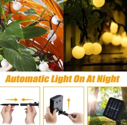 Bantach Fancylifestyle® Lichtsnoer Buiten - Zonne Energie - Cotton Ball Lights - Lichtslinger 10 Meter, 100 Led Lichtjes – Sfeerverlichting – Tuinverlichting New