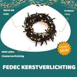 Fedec 500 Leds Kerstverlichting Binnen En Buiten- 15 Meter - Clusterverlichting - Warm Wit Shop