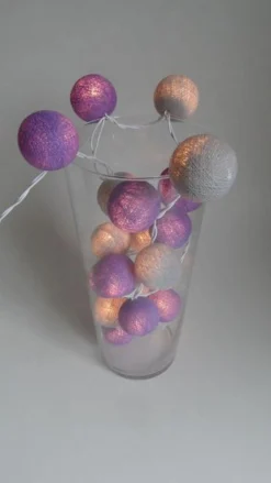 Merkloos Feestverlichting, Party Lights, Kerstversiering, Kerstverlichting Sfeerverlichting ,Lichtsnoer Lichtslinger Kleur Paars Grijs 20 Ballen Doorsnede 6Cm Lengte Snoer 320 Cm Waarvan 150 Cm Kale Snoer. Flash Sale