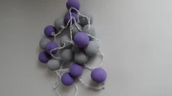 Merkloos Feestverlichting, Party Lights, Kerstversiering, Kerstverlichting Sfeerverlichting ,Lichtsnoer Lichtslinger Kleur Paars Grijs 20 Ballen Doorsnede 6Cm Lengte Snoer 320 Cm Waarvan 150 Cm Kale Snoer. Flash Sale