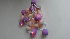 Merkloos Feestverlichting, Party Lights, Kerstversiering, Kerstverlichting Sfeerverlichting ,Lichtsnoer Lichtslinger Kleur Paars Grijs 20 Ballen Doorsnede 6Cm Lengte Snoer 320 Cm Waarvan 150 Cm Kale Snoer. Flash Sale