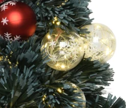 Everlands Fiber Optic Kerstboom/Kunst Kerstboom Met Verlichting En Kerstballen 60 Cm - Fibre Kerstbomen Met Lampjes/Lichtjes Clearance