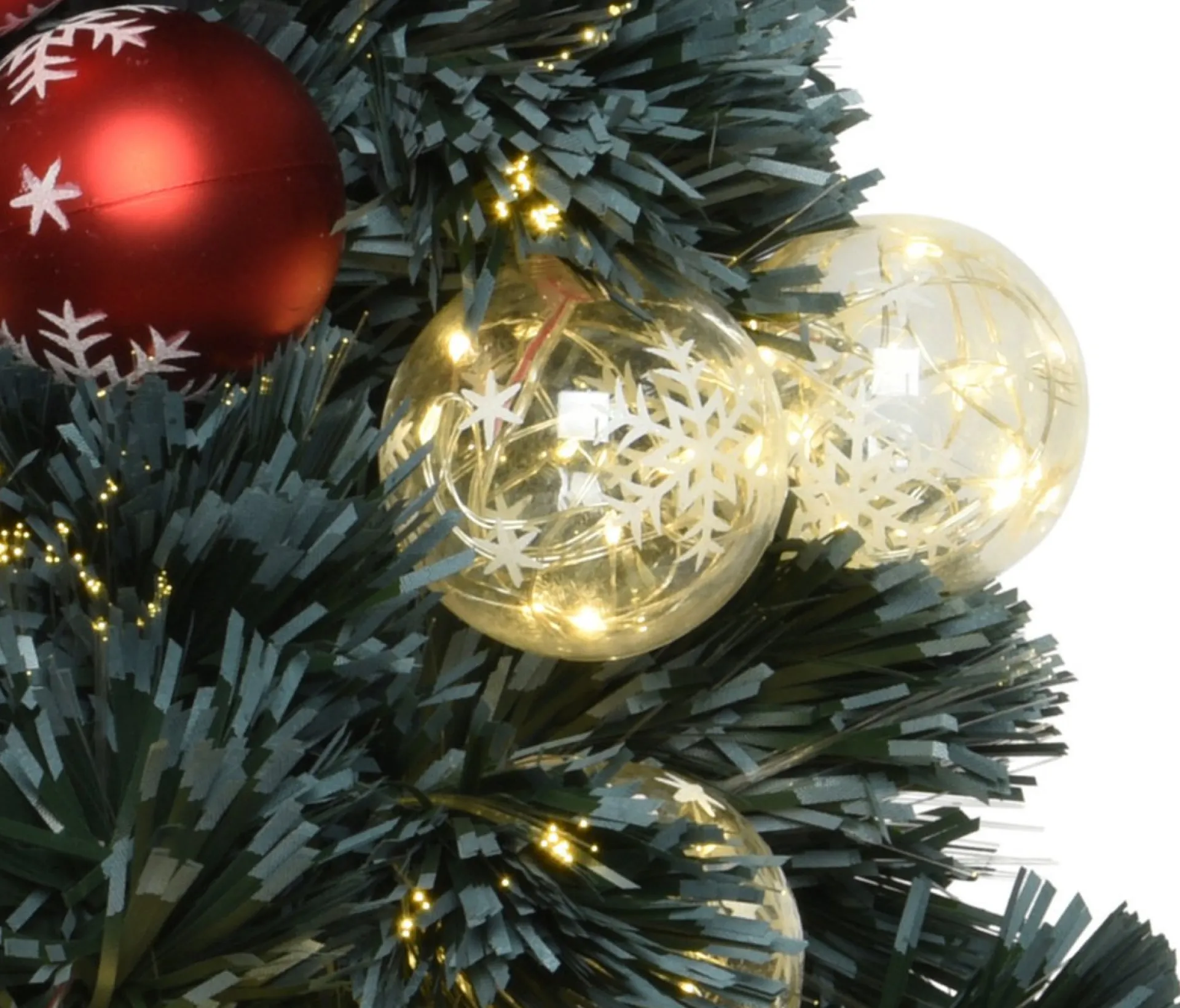 Everlands Fiber Optic Kerstboom/Kunst Kerstboom Met Verlichting En Kerstballen 60 Cm - Fibre Kerstbomen Met Lampjes/Lichtjes Clearance