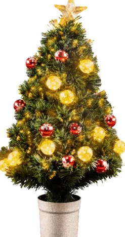 Everlands Fiber Optic Kerstboom/Kunst Kerstboom Met Warm Witte Verlichting 90 Cm Outlet
