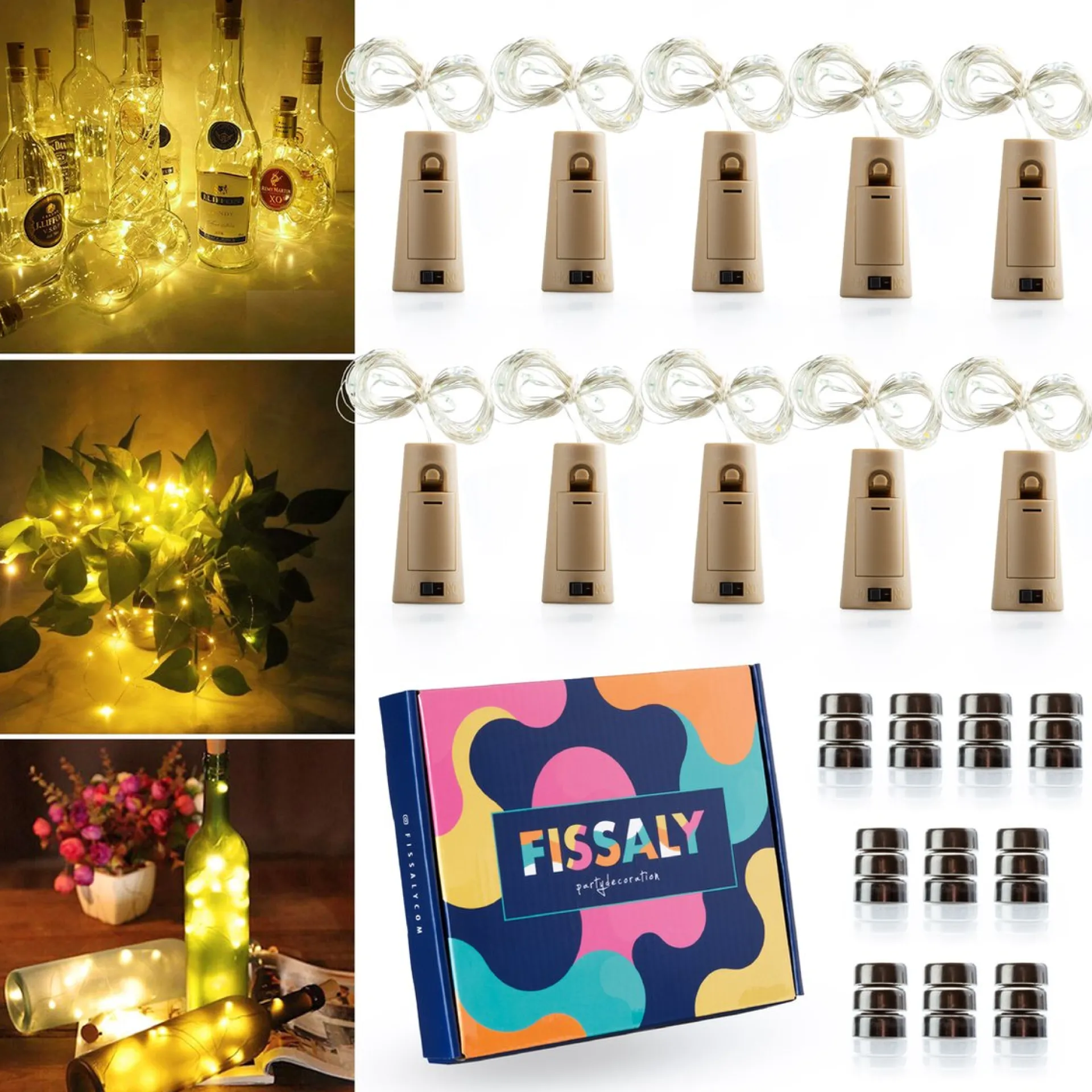 Fissaly ® 10 Stuks Led Kurk Flesverlichting Decoratie Incl. Batterijen – Feestverlichting & Sfeerlampen - Bottle Light Verlichting - Inclusief 60 Batterijen Flash Sale