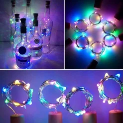 Merkloos Fles Verlichting Met Kurk - Led - Multicolor - 6 Stuks - Feestverlichting - Inclusief Batterijen Store