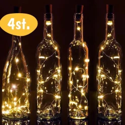 Merkloos Flesverlichting - Lampjes Slinger Lichtsnoer - Warm Wit Led - 4 Stuks Incl. Batterijen Outlet