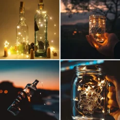 Merkloos Flesverlichting - Lampjes Slinger Lichtsnoer - Warm Wit Led - 4 Stuks Incl. Batterijen Outlet