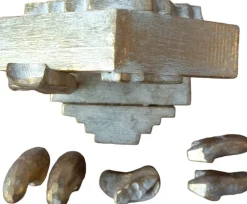 Floz Design Kerststallen> Houten Kerststal - Eenvoudig Uitgesneden Kerstgroep - Goud - Fairtrade