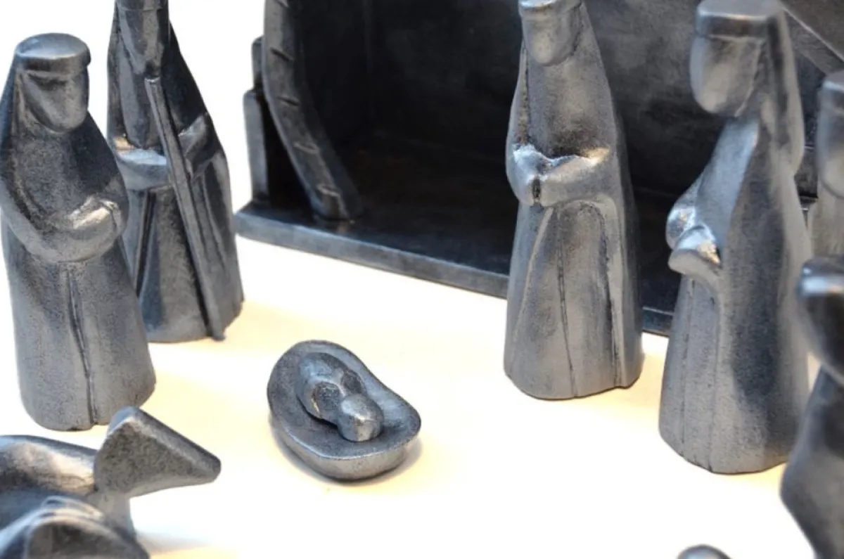 Floz Kerststallen> Kerststal - Houten Kerststal - Zilver Black - Fairtrade Uit Indonesie