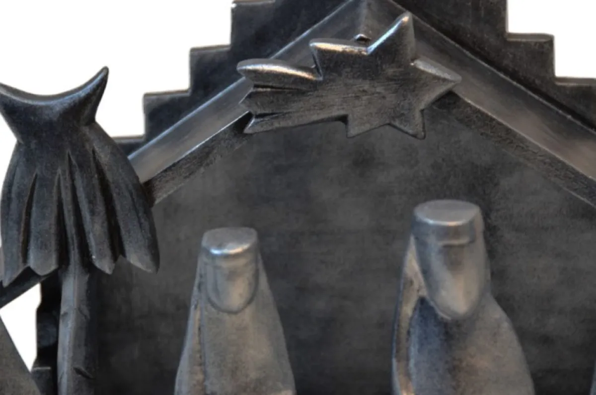 Floz Kerststallen> Kerststal - Houten Kerststal - Zilver Black - Fairtrade Uit Indonesie