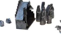 Floz Kerststallen> Luxe Kerststal - Hout En Batik - Zilver - Fairtrade Uit Indonesie