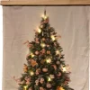 living24/7 Fluweel Poster Kerstboom Roze Deco 90X120Cm / 20Led Warm 2Xaa Cheap