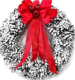 Dutch Flower Lady Kerstkransen>Frozen Krans Met Rode Strik! [Winter - Kerst - Deurkrans - Kerstdecoratie - Hygge - Naturel - Chic - Luxury - Scandinavisch - Slow Living]