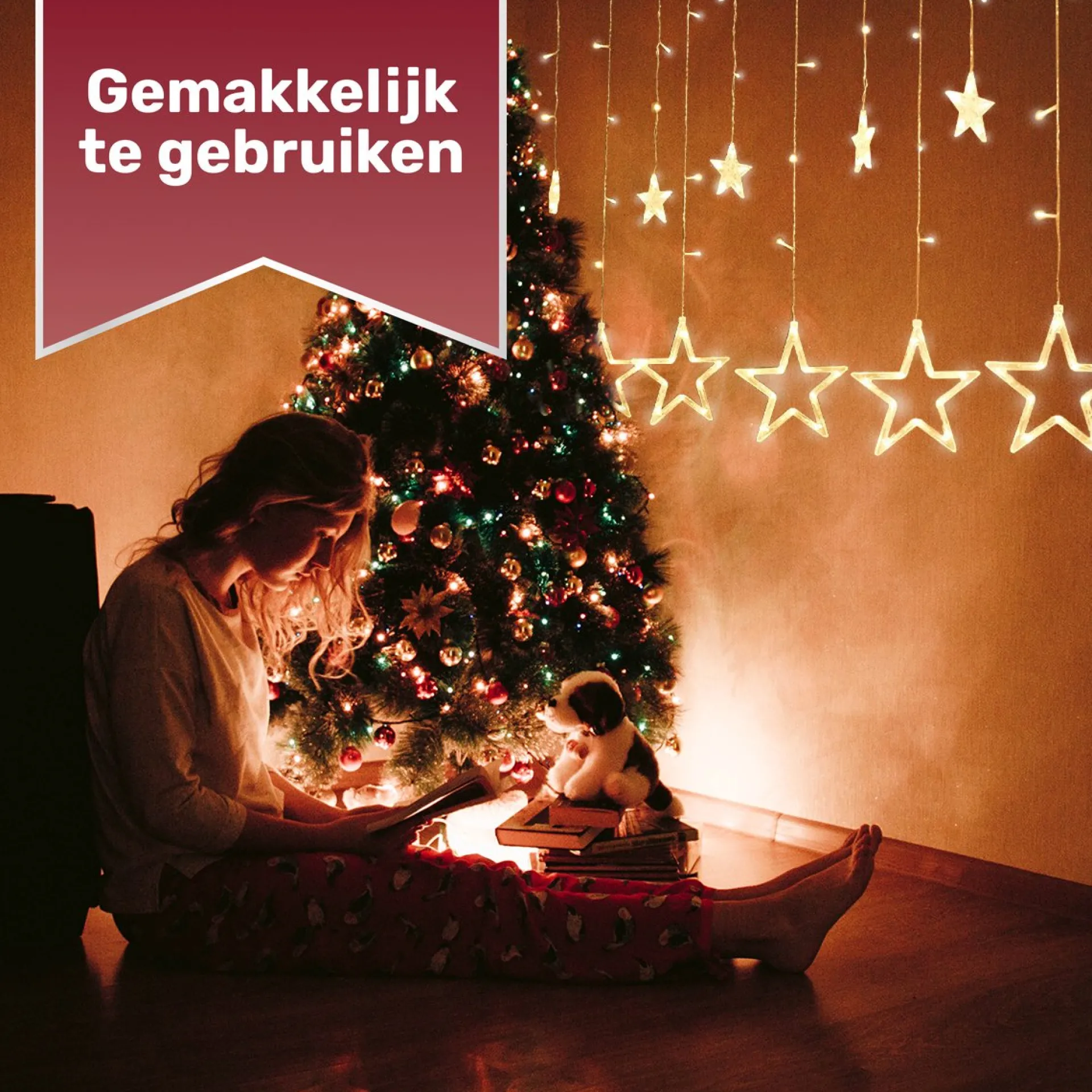 Giftmas Sterrengordijn - Kerstverlichting Buiten & Binnen - 2.5M Sale