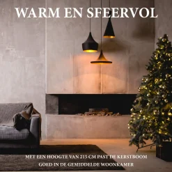 Giftsome Kunstkerstboom Met Verlichting - Kerstboom Met Led Verlichting - Opvouwbare Takken - Warm Wit Licht - 215 Cm - Lichtboom 200 Led Lampjes - Boom Voor Binnen - Groen Outlet