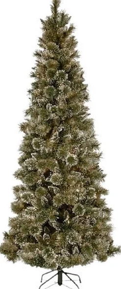National Tree Company Glittery Bristle Kunstkerstboom - 213 Cm O 65 Cm - Besneeuwd, Dennenappels & Glitter - Metalen Voet Flash Sale
