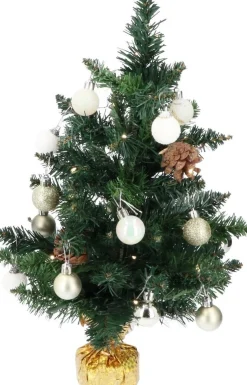 Merkloos 4Goodz Kunstkerstboom All-In-One Led Verlichting En Versiering 50Cm - Goud/Wit Sale