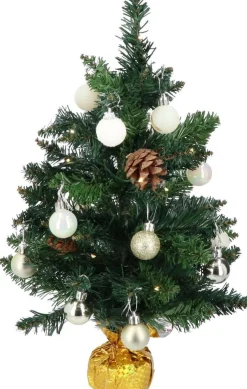 Merkloos 4Goodz Kunstkerstboom All-In-One Led Verlichting En Versiering 50Cm - Goud/Wit Sale