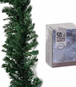 Merkloos Guirlandes>Groene Dennen Guirlande/Dennenslinger 270 Cm Inclusief Helder Witte Verlichting