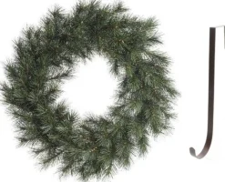 Decoris Kerstkransen>Groene Kerstkrans 60 Cm Malmo Met Ijzeren Hanger - Kerst Decoratie Kransen Van Dennentakken