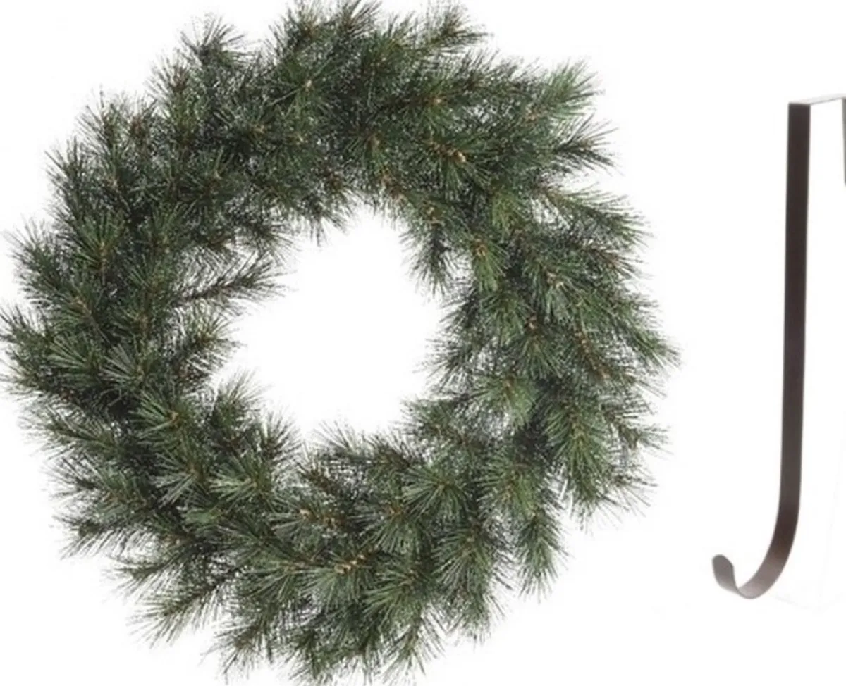 Decoris Kerstkransen>Groene Kerstkrans 60 Cm Malmo Met Ijzeren Hanger - Kerst Decoratie Kransen Van Dennentakken