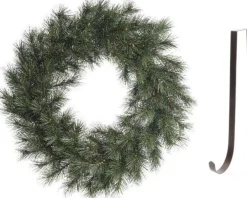 Decoris Kerstkransen>Groene Kerstkrans 50 Cm Malmo Voor De Deur/Poort Met Ijzeren Hanger - Kerst Decoratie Kransen Van Dennentakken
