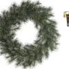 Decoris Kerstkransen>Groene Kerstkrans 50 Cm Malmo Voor De Deur/Poort Met Gouden Hanger - Kerstversiering/Kerstdecoratie Kransen