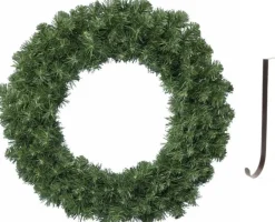 Decoris Kerstkransen>Groene Kerstkrans / Dennenkrans 60 Cm 200 Takken Kerstversiering Met Ijzeren Hanger - Kerstversiering/Kerstdecoratie Kransen