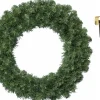 Decoris Kerstkransen>Groene Kerstkransen/Dennenkransen 50 Cm Kerstversiering Met Gouden Hanger - Kerstversiering/Kerstdecoratie Kransen