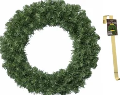 Decoris Kerstkransen>Groene Kerstkransen/Dennenkransen 50 Cm Kerstversiering Met Gouden Hanger - Kerstversiering/Kerstdecoratie Kransen