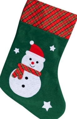 Merkloos Kerstsokken>Groene Kerstsokken Met Sneeuwpop 45 Cm - Kerstversiering/Kerstdecoratie