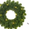 Mica Decorations Kerstkransen>Groene Verlichte Kerstkransen/Deurkransen Met 30 Leds 60 Cm Met Ijzeren Hanger - Kerstversiering/Kerstdecoratie Kransen