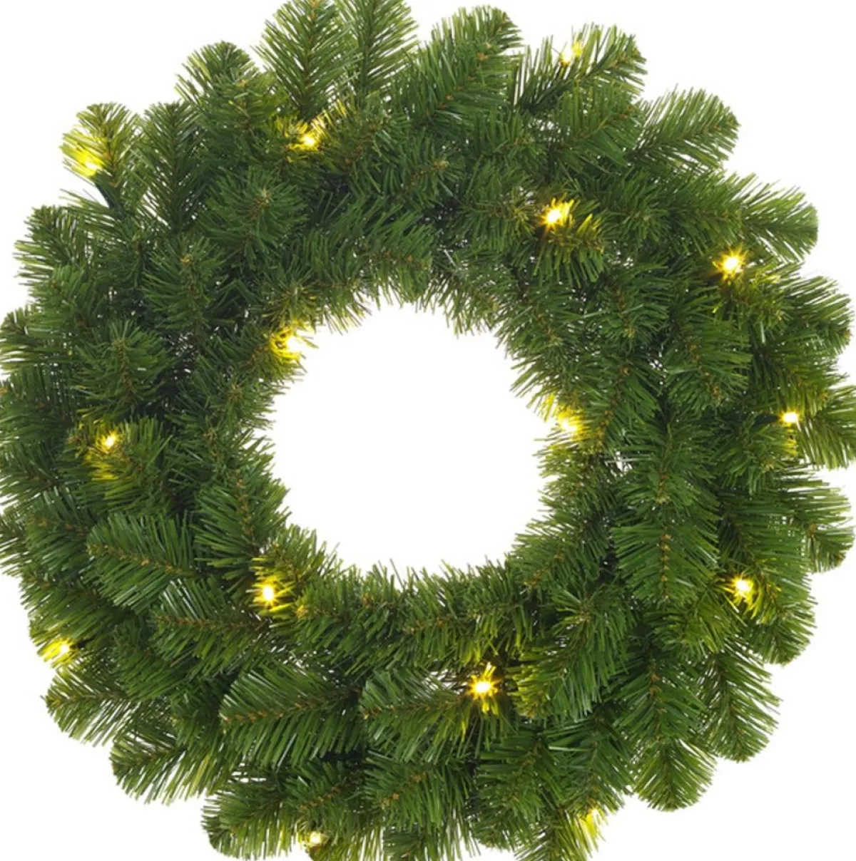 Mica Decorations Kerstkransen>Groene Verlichte Kerstkransen/Deurkransen Met 30 Leds 60 Cm En Met Gouden Hanger - Kerstversiering/Kerstdecoratie Kransen